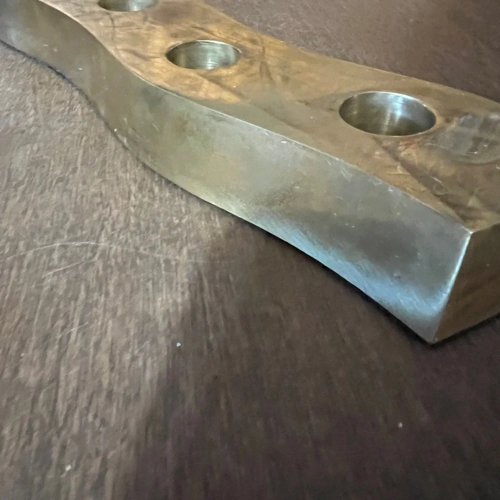 CRATE & BARREL Heavy Brass Colored Wavy Centerpiece Tapered Candle Holder 13